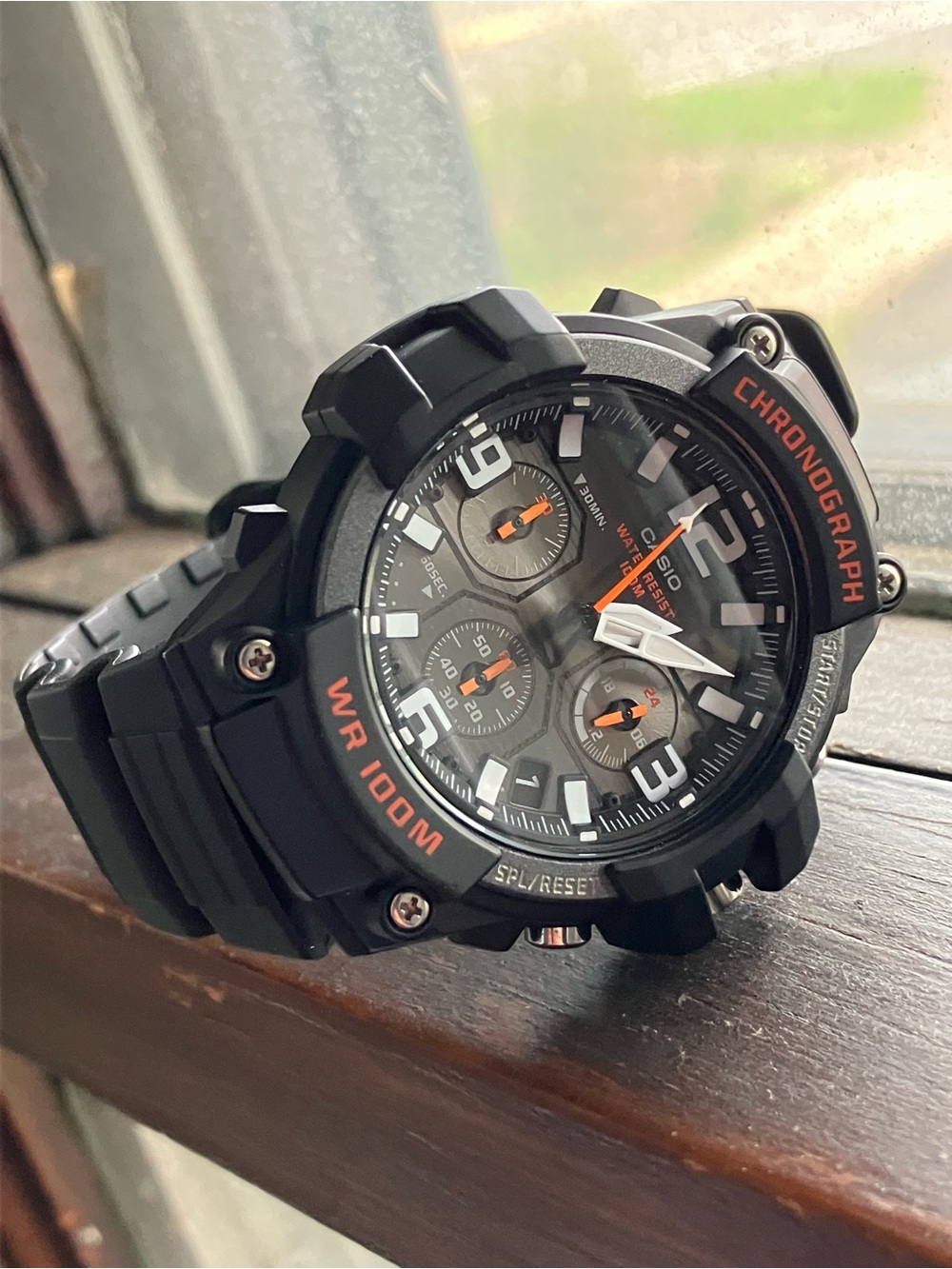 Casio Black and Orange Sport Chronograph Watch